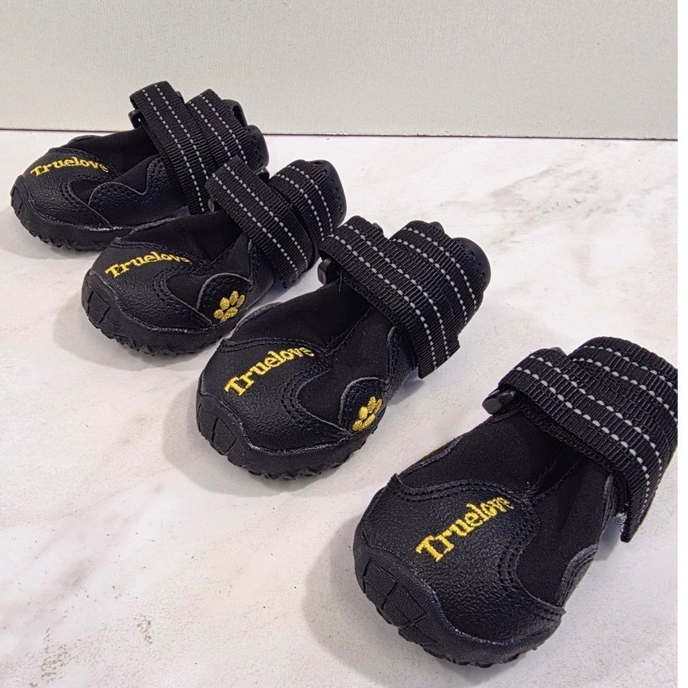 Outdoor Hiking Dog Boots Reflective Straps Truelove Size 1 Black Set of 4